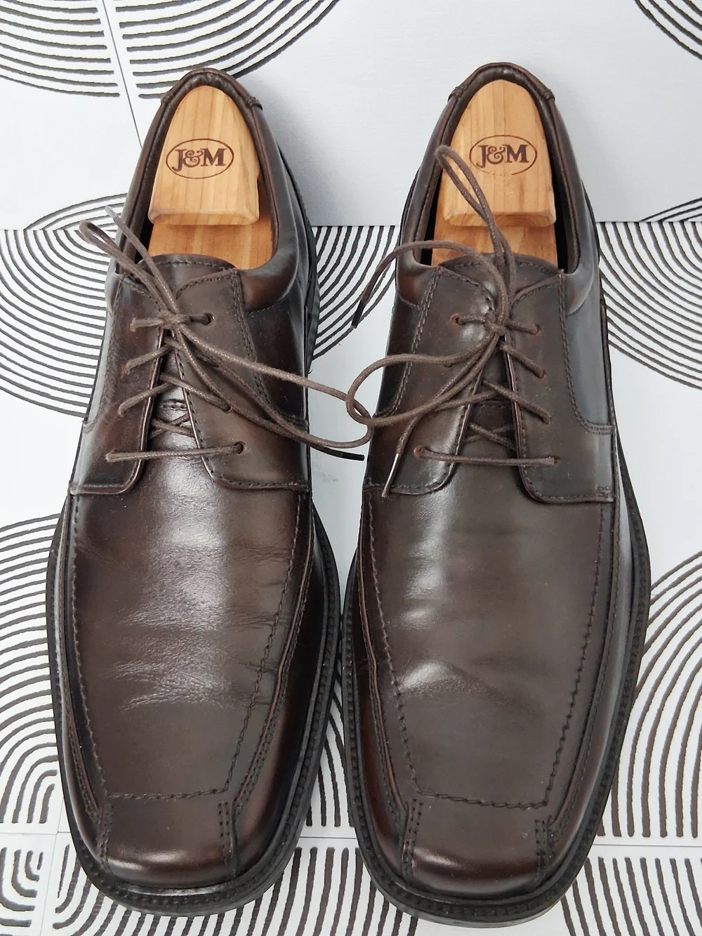 Johnston & Murphy Mens 10.5M Brown Lace Up Leather Oxford Dress Shoes 20-2160